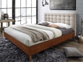 Bed FRANCESCO - 180 x 200 cm - Stof grijs L 186 cm x H 111 cm x D 211 cm