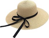 RAMBUX® - Chapeau de Soleil Femme - Beige - Chapeau de Plage en Paille - Chapeau de Paille Résistant aux UV - Chapeau Ajustable & Pliable - 55-58 cm