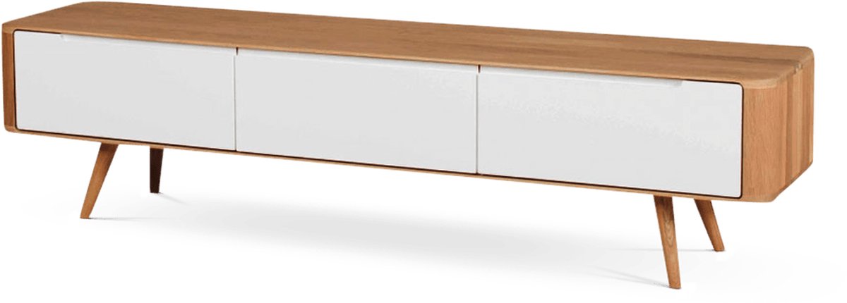 Gazzda Ena Lowboard Naturel - TV meubel - Hout - Massief Eiken - Wit - 180 cm
