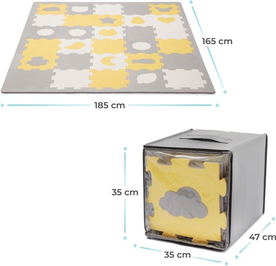 Kinderkraft LUNO SHAPES - 3D schuimmat puzzelmat - 30 stuks - 185x165 cm - 1,2 cm dik - niet-giftig EVA-schuim - waterdicht en gemakkelijk schoon te maken - verstelbaar formaat - ondersteunt kruipen en eerste stapjes - vanaf 10 maanden - Zwart van Kinderkraft — afbeelding 3