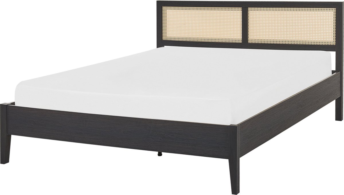 Beliani MONPAZIER - Tweepersoonsbed - Zwart - 160 x 200 cm - Populierhout