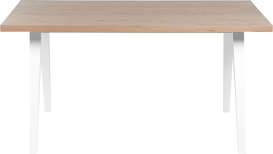 LENISTER - Eettafel - Wit/ Lichte houtkleur - 90 x 150 cm - MDF