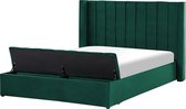 NOYERS - Bed met opbergruimte - Groen - 160 x 200 cm - Fluweel