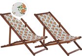 ANZIO - Strandstoel set van 2 - Donkehout/Sinaasappels - Polyester