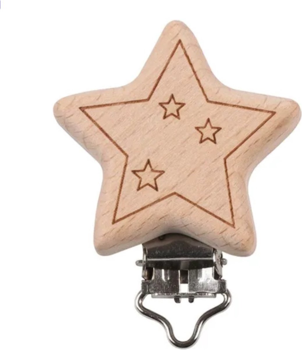 Goedkoopste Houten speenklem MULTIPLAZA ster - baby - wagenspanner - knutselen - haken - speelgoed