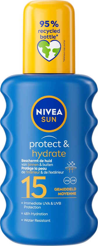 vliegtuigen essence snijden NIVEA SUN Protect & Hydrate Zonnebrand Spray SPF 15 - 200 ml | bol.com