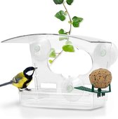 Wildlife Friend | Vogelvoederhuisje voor Ramen met Vogeldrank - van transparant acryl met zuignappen, Voederhuisje voor mezen, Voerbakjes