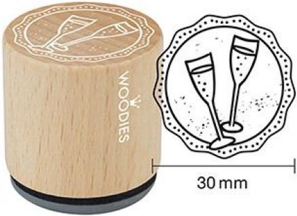 Champagne Glasses Rubber Stamp (W17006) (DISCONTINUED)