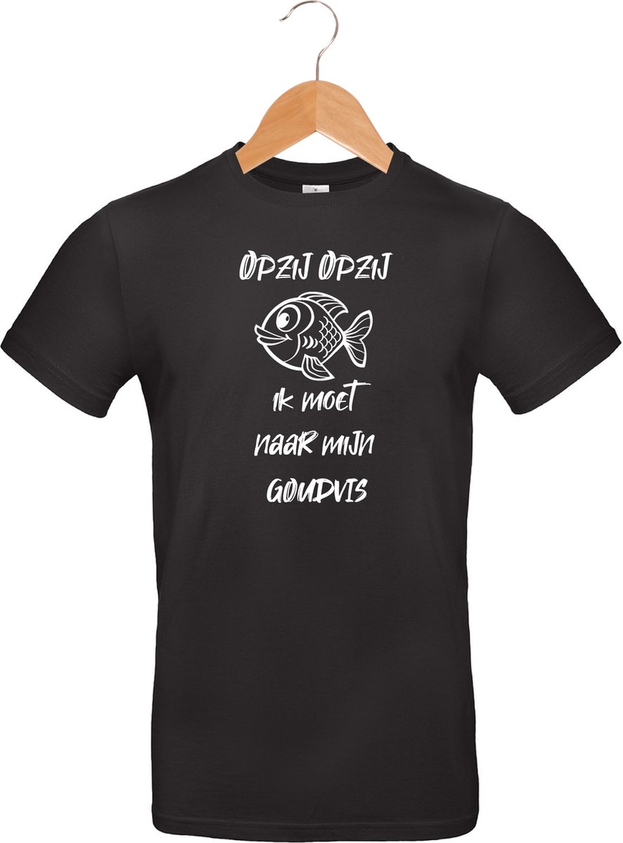 mijncadeautje - T-shirt unisex - zwart - opzij opzij ik moet naar mijn - Goudvis - maat S