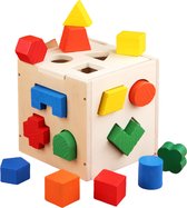 Buxibo - Boîte de 16 blocs en bois - Moûlage de formes - Boîte de puzzle de formes - Motricité / Jouets Éducatif - Coloré - Bois - Multicolore