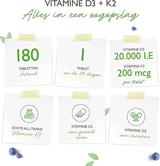 Kolonisten galop hefboom Vitamine D3 20.000 I.U. + Vitamine K2 200 mcg Menaquinone MK7 Depot - 100  tabletten -... | bol.com