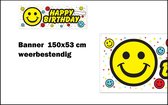 Banner Smiley HAPPY BIRTHDAY 150x53 cm - weerbestendig - Themafeest party festival fun party feest