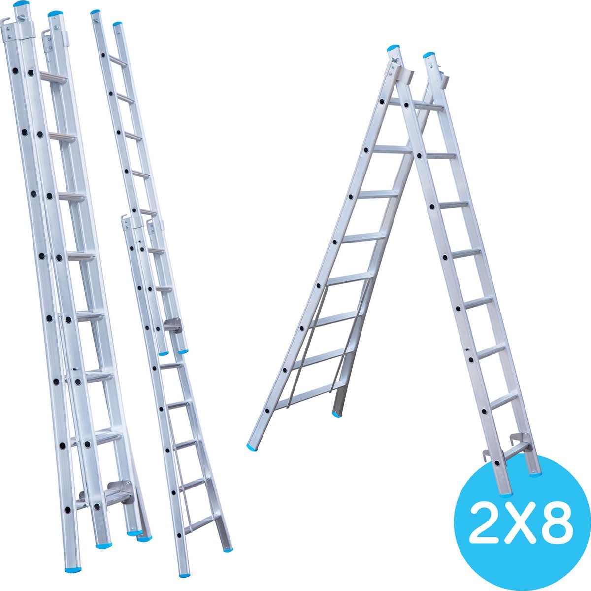 Eurostairs Reform ladder dubbel uitgebogen 2x8 sporten