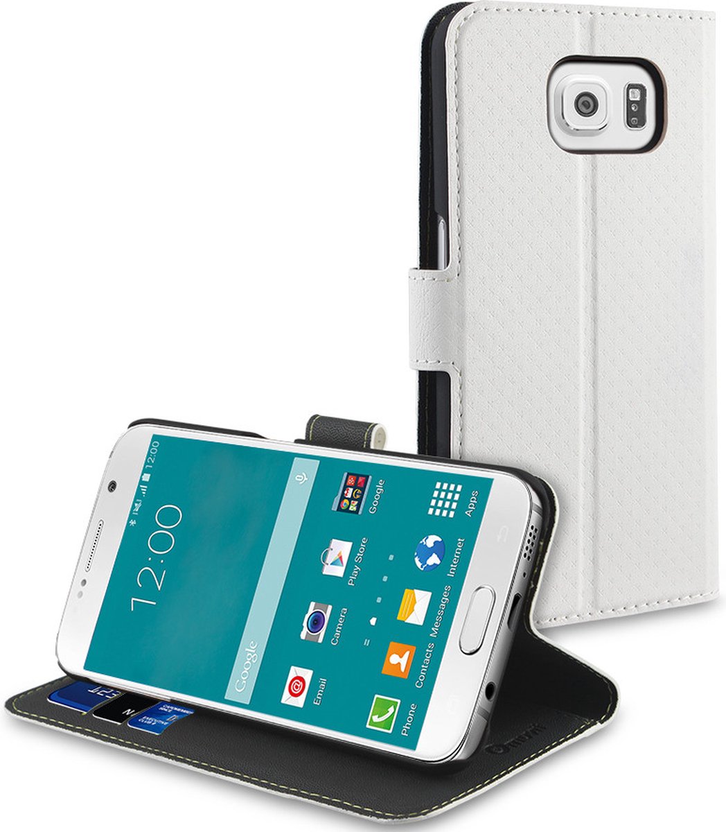 Muvit Wallet Stand case met 3 cardslots voor Samsung Galaxy S6 - Wit