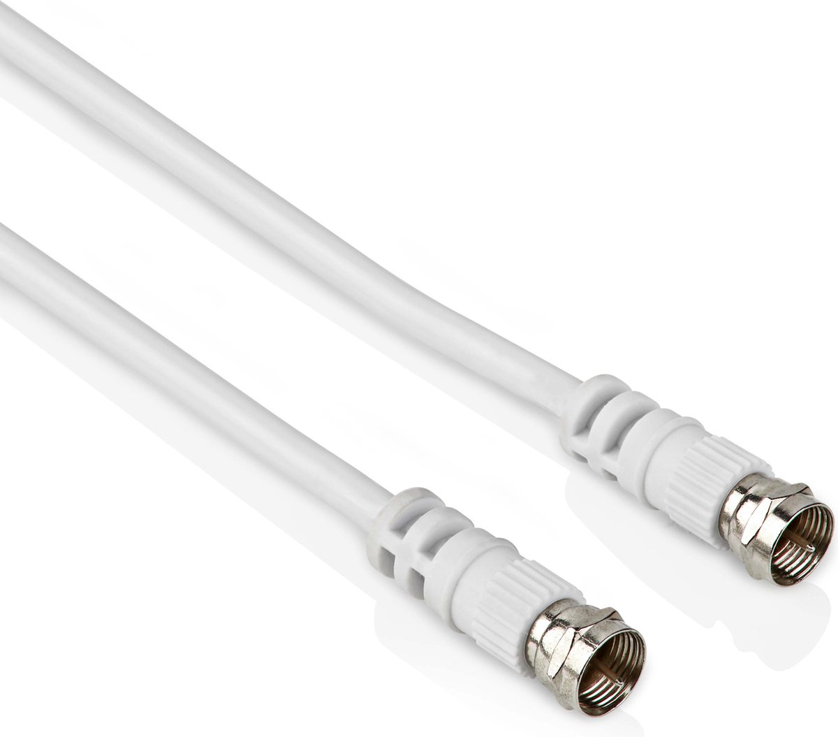 Antenne kabel - F-connector - Dubbelvoudig afgeschermd - Male naar Male - 80dB - 10 meter - Wit - Allteq - Allteq