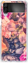Telefoontas Geschikt voor Samsung Galaxy Z Flip 4 Hoesje Super als Moederdag Cadeau Bosje Bloemen