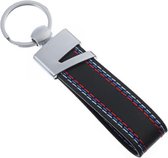 Lederen Auto Sleutelhanger - Geschikt voor alle automerken/ universeel - Zwarte Strap - Stalen Hanger - Keychain Sleutel Hanger Cadeau - Auto Accessoires