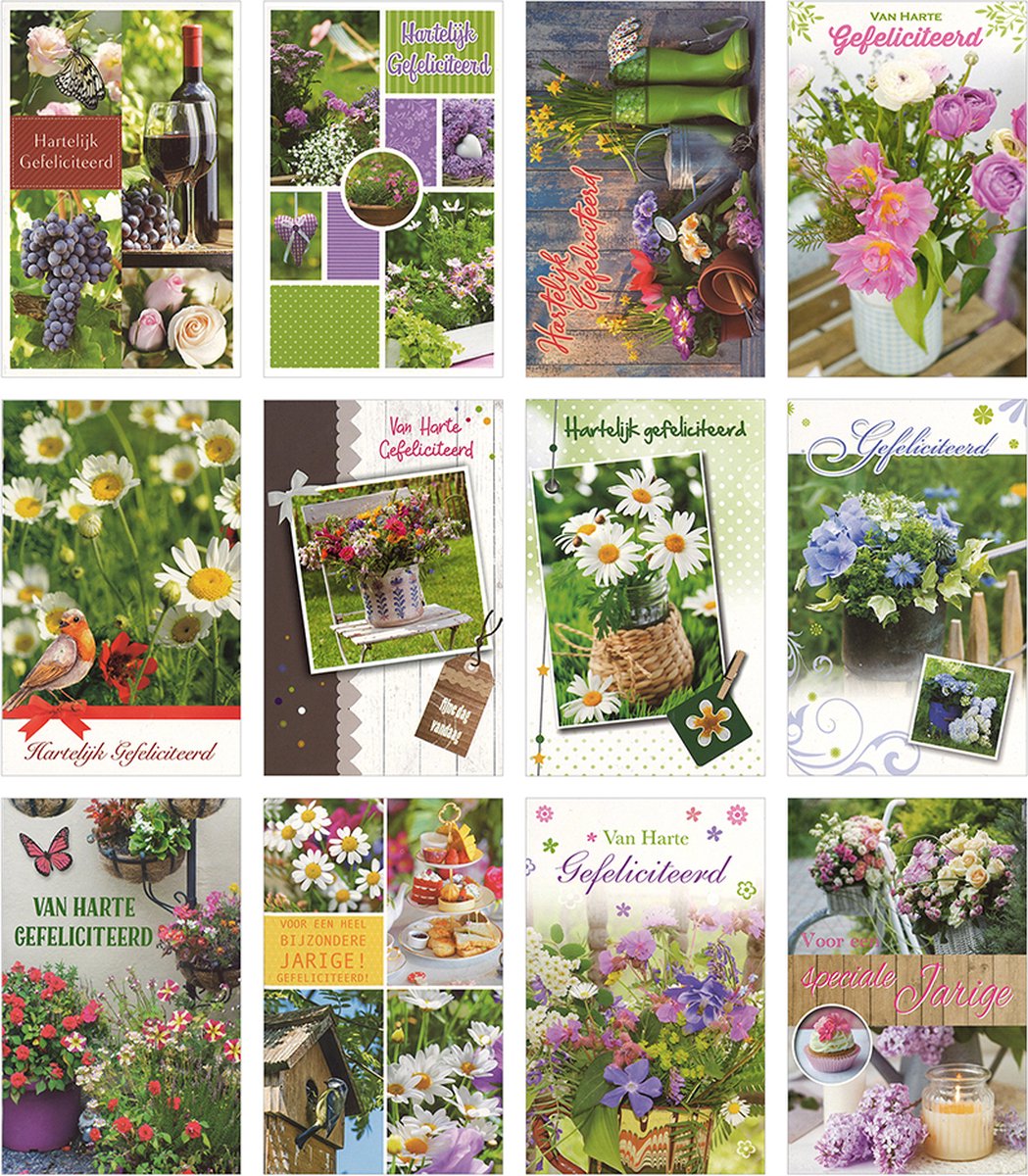 MGPcards - 12 wenskaarten met envelop - Gefeliciteerd