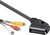 Powteq 2 meter premium SCART kabel - RCA - Audio & Video - Standaard SCART aansluiting - RCA (Tulp) stekkers