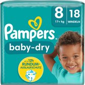 Pampers Luier Baby Dry Maat 8 Extra Large (17+ kg), 18 Stuks