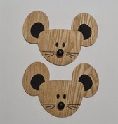 kapstok - Kapstokhaakjes, kinderkamer,set van 2 muizenhaken - 24x3.5x17 cm
