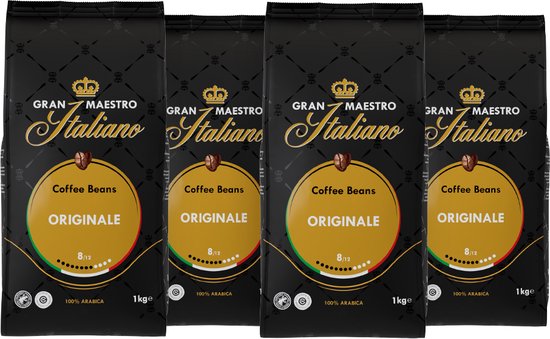 Gran Maestro Italiano - Orginale - Koffiebonen - Bonen voor Espresso en Lungo - Arabica – 4 x 1kg