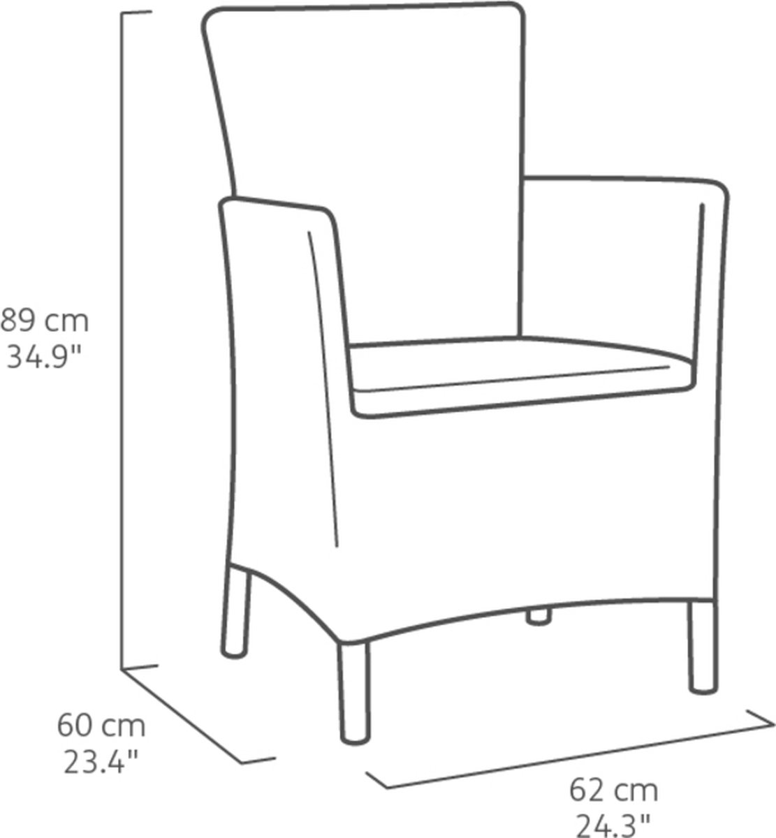 Allibert Iowa Tuinstoel - 60x62x89cm – Grafiet thumbnail 4