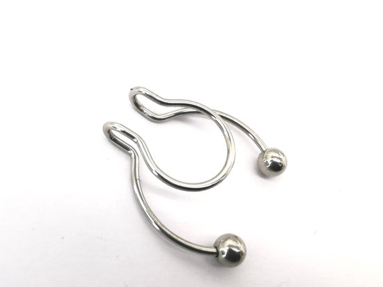 Fake – Zilver - kleur - RVS - Neus - Piercing / Ringen Voor Vrouwen en mannen - Nep -Piercing voor je neus tussenschot.