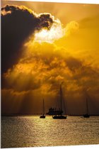 Acrylglas - Wolken met Zon boven Zeilschepen op de Zee - 80x120 cm Foto op Acrylglas (Wanddecoratie op Acrylaat)
