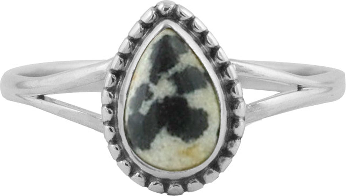 Jewelryz | Licia | Ring 925 zilver met dalmatiër jaspis | 18.00 mm / maat 57