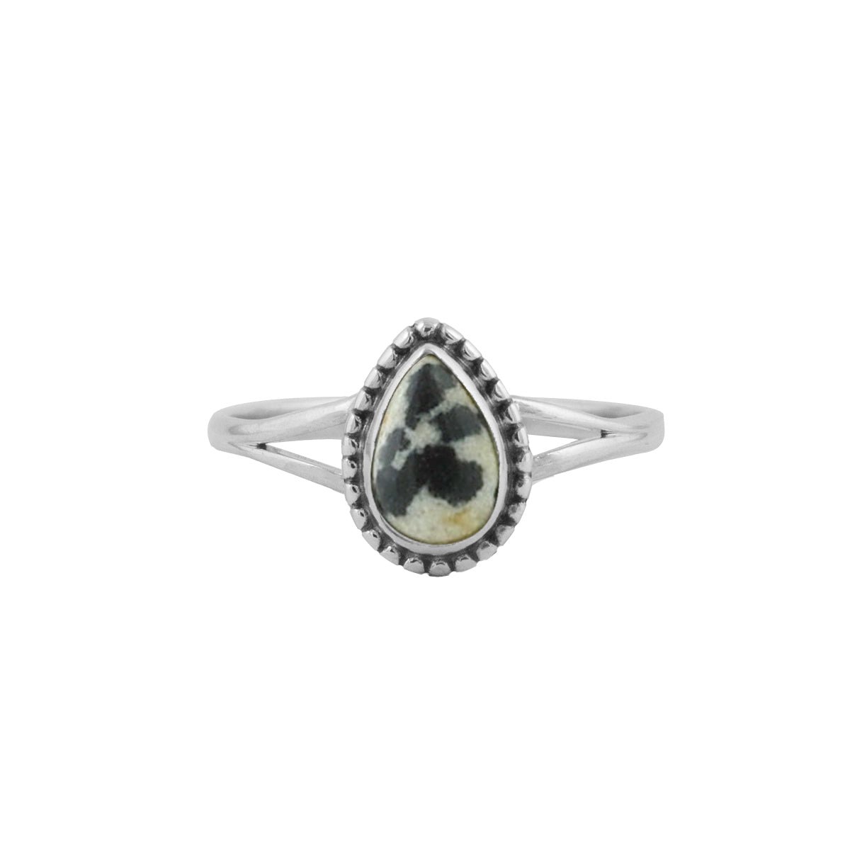 Jewelryz | Licia | Ring 925 zilver met dalmatiër jaspis | 17.00 mm / maat 53