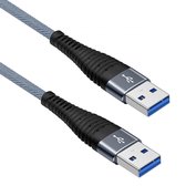 USB 3.0 kabel - SuperSpeed - Gevlochten mantel - Grijs- 3 meter