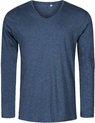 T-shirt Blauw Marine manches longues et col V, coupe cintrée de la marque Promodoro taille XXL