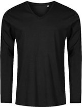 Zwart t-shirt lange mouwen en V-hals, slim fit merk Promodoro maat S