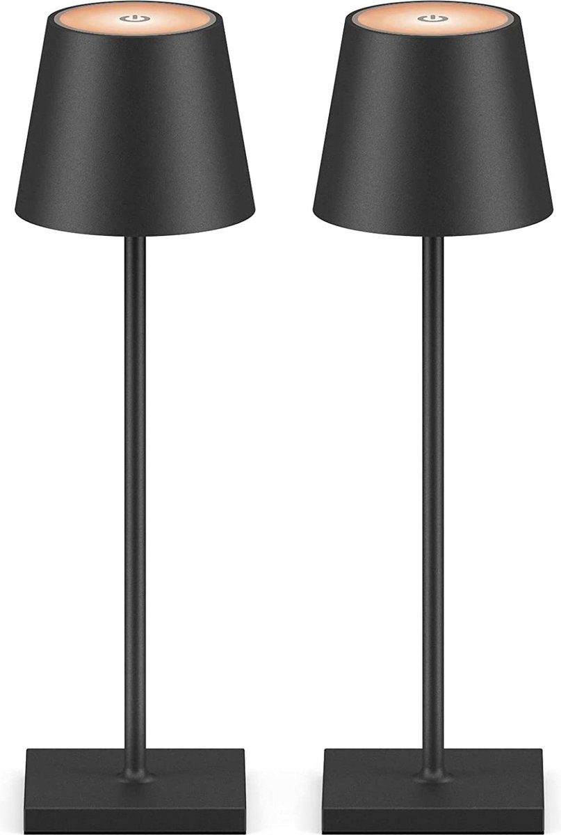 2 Stuks Oplaadbare tafellamp dimbaar zwart aluminium 2700K Bureaulamp |  bol.com