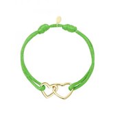 Satijnen armband dubble heart- groen- hart- verstelbaar