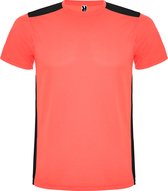 Fluor Koraal met Zwart unisex sportshirt korte mouwen Detroit merk Roly maat XL