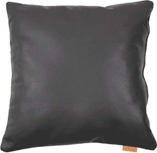 Pillooow - sierkussen Lodd - afm. 40x40cm - kleur grijs/zwart + grijs leer