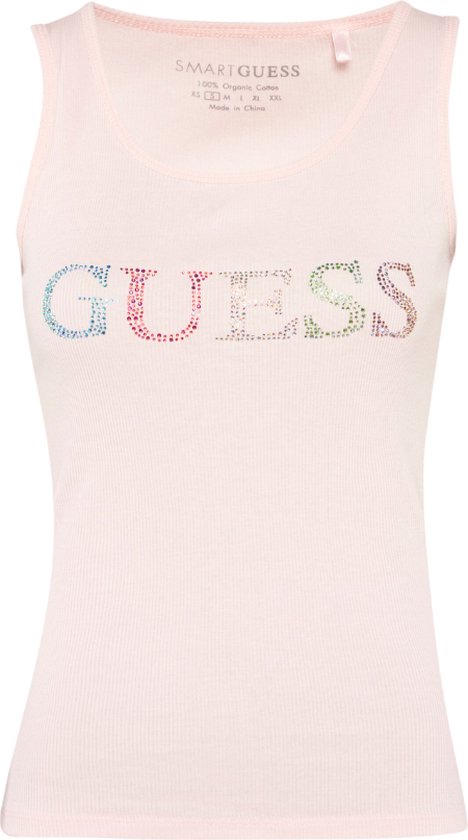 Guess Colourful Logo Tank Top Ladies - Calm Pink - Taille S
