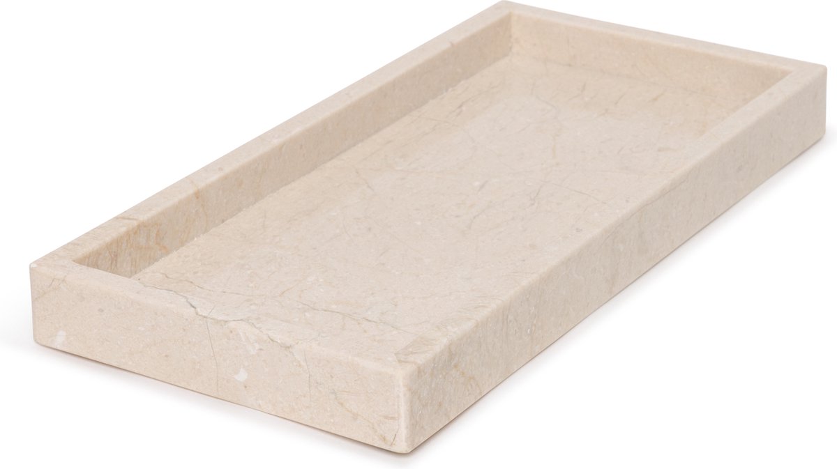 MOOISA - Dienblad - Marmer Tray Beige 15x30cm - rond marmer dienblad - vierkant marmer dienblad - decoratie schaal - tapasplank - serveerplank