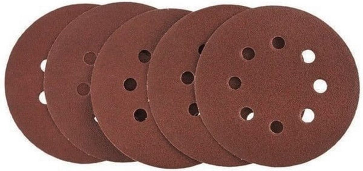 Schuurpapier rond – Ø125 mm – korrel P120 – 5 stuks - Velcro