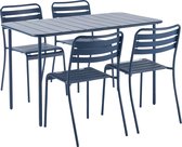 GENERIC - Salon de jardin 4 personnes - Table de jardin CAFE - L.120 x l.70 x H.73,5 cm - Set de 4 chaises de jardin CAFE - 4 x chaise empilable - L52 x l44 x H79 - Aluminium - Acier - Blue Neptune - Groupe de sièges