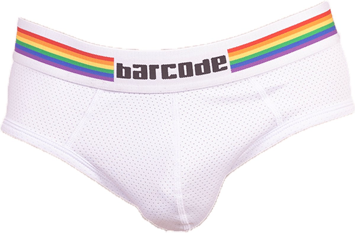 Barcode Berlin Backless Brief Pride White - MAAT L - Heren Ondergoeds (erotisch) - Slip voor Mans (erotisch) - Mannen Mannen Slip