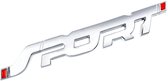 Auto Embleem Sport - Zilver Chroom - Zelfklevende Badge - Sport Logo - universeel/alle automerken - voor Achterklep - Auto Accessoires