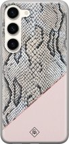 Casimoda® hoesje - Geschikt voor Samsung S23 - Snake Print - Backcover - Siliconen/TPU - Roze