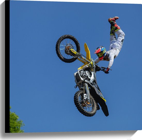 Foto: Wallclassics canvas freestyle motocross boven boom 60x60 cm foto op canvas schilderij wanddecoratie op canvas 