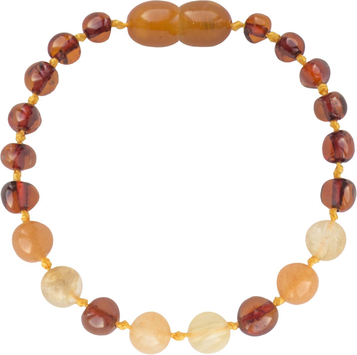 Goedkoopste Amberos Barnsteen Armband Baby - Originele Baltische Barnsteen - Enkelbandje - Barnsteen Armband Kind - Kraamcadeau - Baby cadeau - 14 cm - Cognac/ Aventurijn