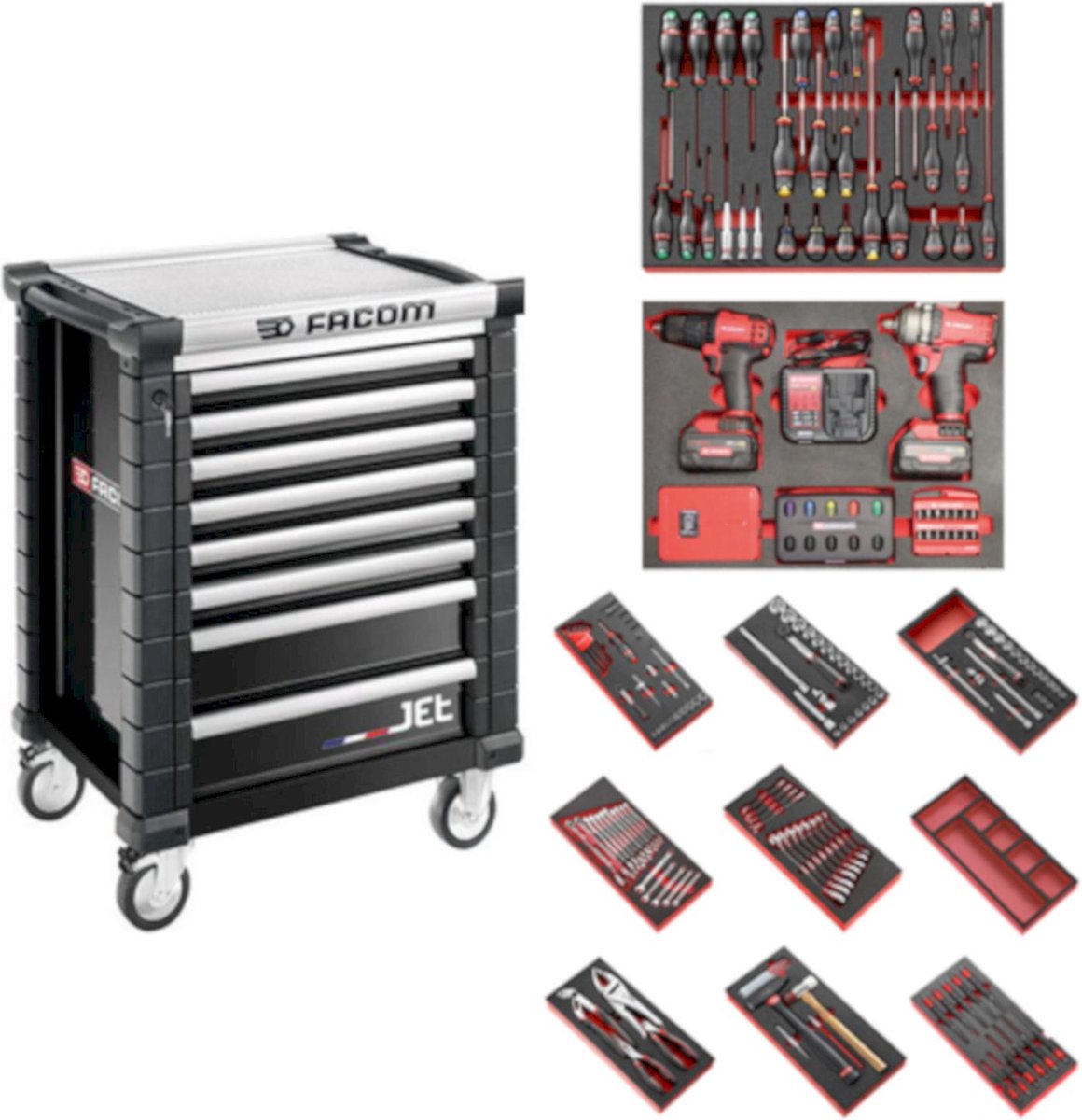 Facom EDITION SPECIALE My JET Tool trolley 8 tiroirs - 5 tiroirs remplis !  