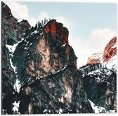 WallClassics - Dibond - Bergtoppen met Sneeuw - 50x50 cm Foto op Aluminium (Met Ophangsysteem)