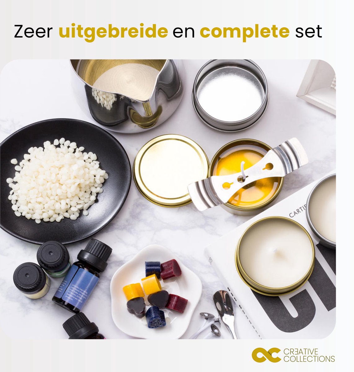 Kaarsen maken pakket – DIY starterset geurkaarsen – Complete set met bijenwas en geuren – Voor beginners / volwassenen — afbeelding 4